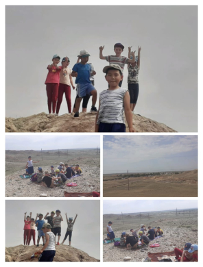 В рамках концепции «Дети Казахстана – наполним лето радостью!» на пришкольной площадке ребята  с удовольствием пошли в поход в степь на сопки.