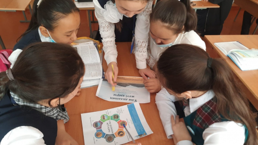 19 ноября 2021 года среди учеников 7-х классов прошел познавательный час на тему «Казахстан - родина яблок и тюльпанов».
