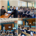21 ноября с девушками 11 класса школы-лицея преподаватели Казахского национального педагогического университета А. Байкулова и У. Курбангалиев провели разъяснительную работу по профориентации.