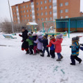 Winter walk in the kindergarten