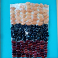 Today, the children traveled to the kingdom of grains,counted and divided the grains in each bowl,and made a picture.